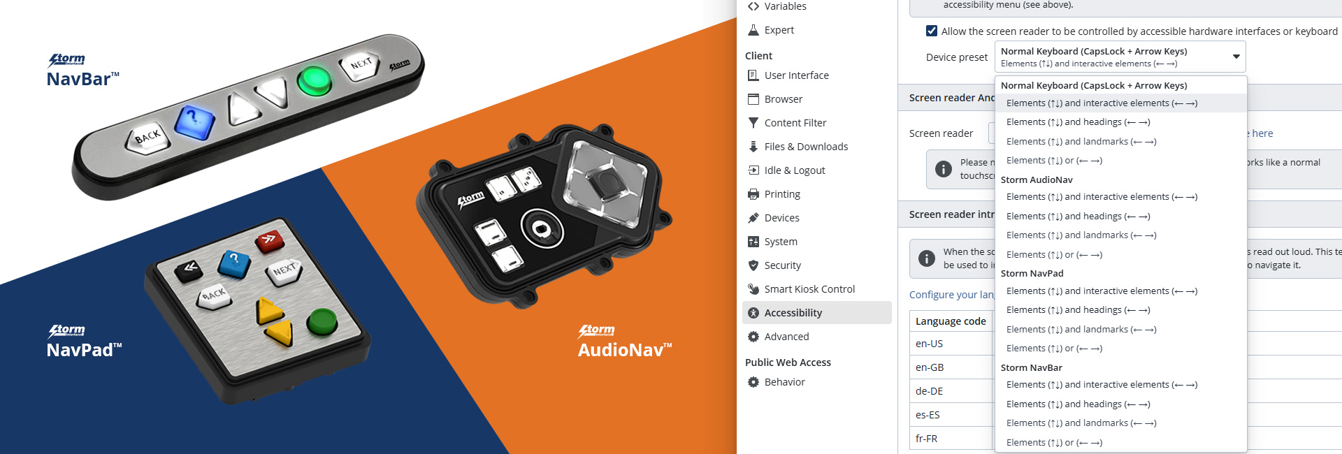 New Storm Interface Devices Now Supported “Out of the Box” in SiteKiosk Online